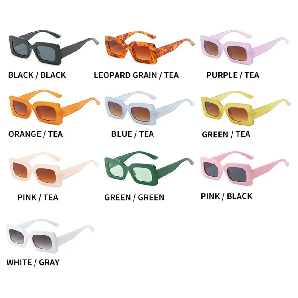 Trendy UV400 Protection Square Frame Narrow Female Shades Sunglasses for Women Ladies Eyewear Rectangle Sunglasses