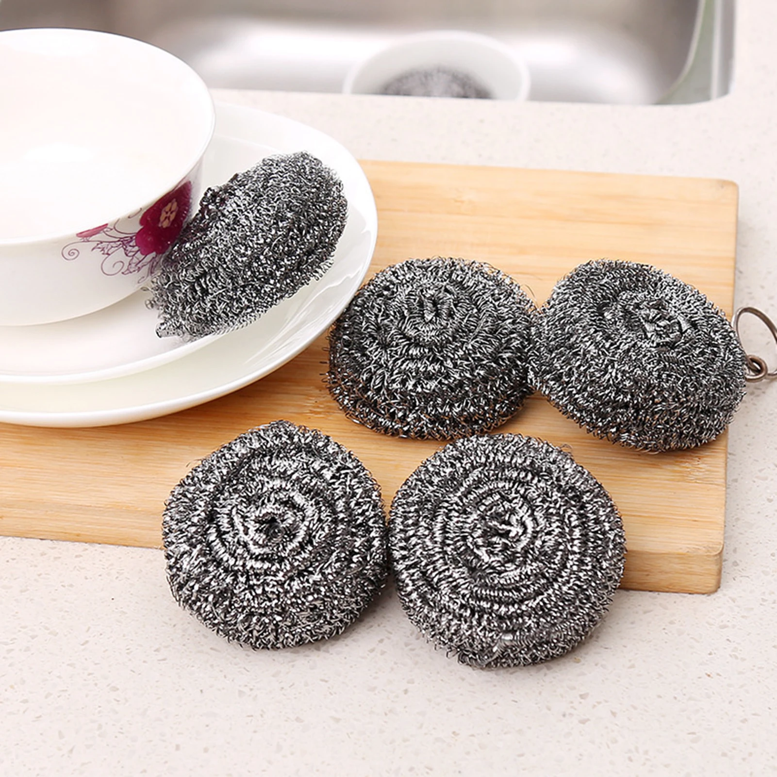 Stainless Steel Scouring Pads 6pcs Scrubbing Scouring Pad Steel Wool Scrubber for Kitchens Bathroom and More kitchen cleaning tool