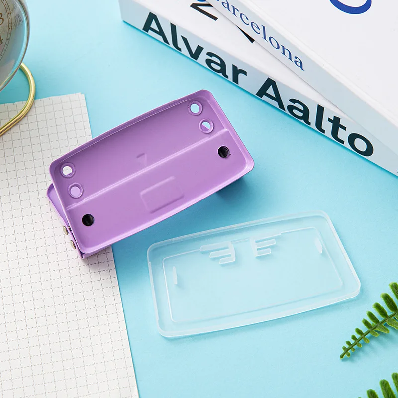 Small Double Hole Punch Macaron Color Manual Puncher Portable Office Binding Supplies Journal Scrapbook Hole Punch Stationery