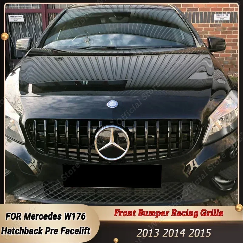 Griglia Anteriore AMG Diamond Gloss Black Per Mercedes Classe A W176 A250 Pre-LCI 2012-15 – ABS E PP Con Protettivo UV