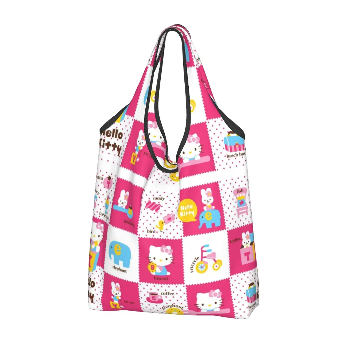 thumbnail image 1 of Bolsas de supermercado Kawaii Sanrio HelloKitty, duraderas, grandes, reutilizables, reciclables, plegables, resistentes, lavables, con funda, 1 of 4