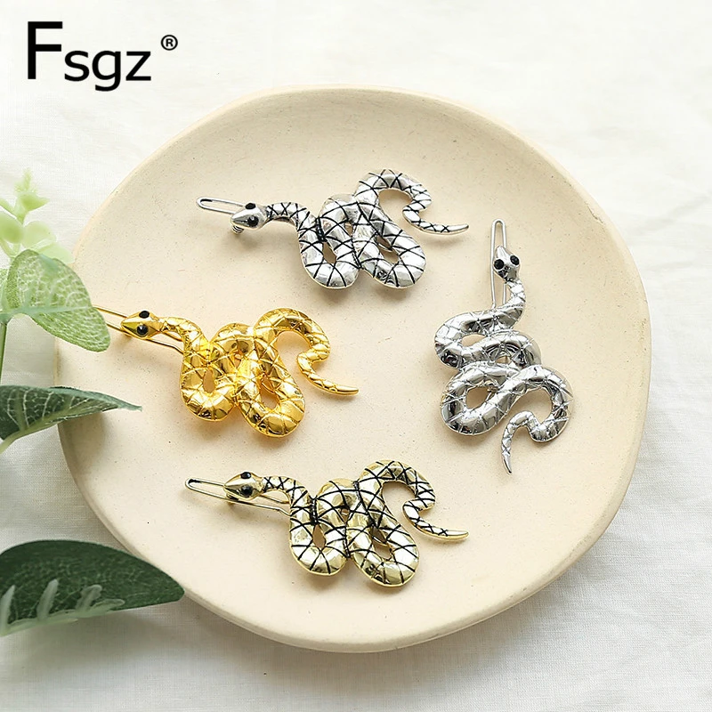 

Individual Hairpin for Lady Alloy Gold Plating Snake Shape Bp-bobby Pin Retro Bronze s Designer Fringe Hair Pin Headwear 2 Pcs