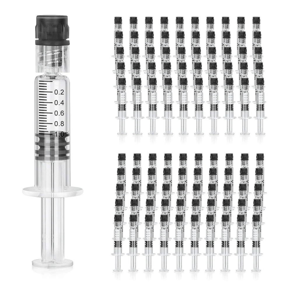 

1Ml Glass Syringe 100Pcs of Borosilicate Reusable Heat-Resistant Tube, Suitable for Laboratory,Liquid,Needle-Free