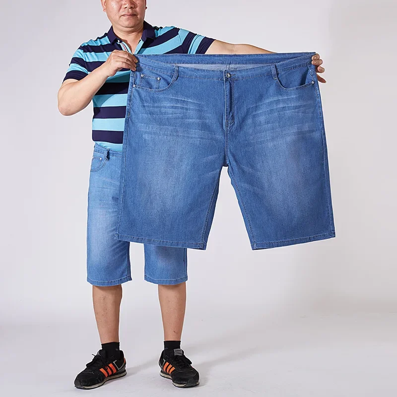 Men Extra Large Size Shorts Knee-length Summer Breeches Denim Male Bermuda Classic Stretch Plus Size 8XL Men Short Jean
