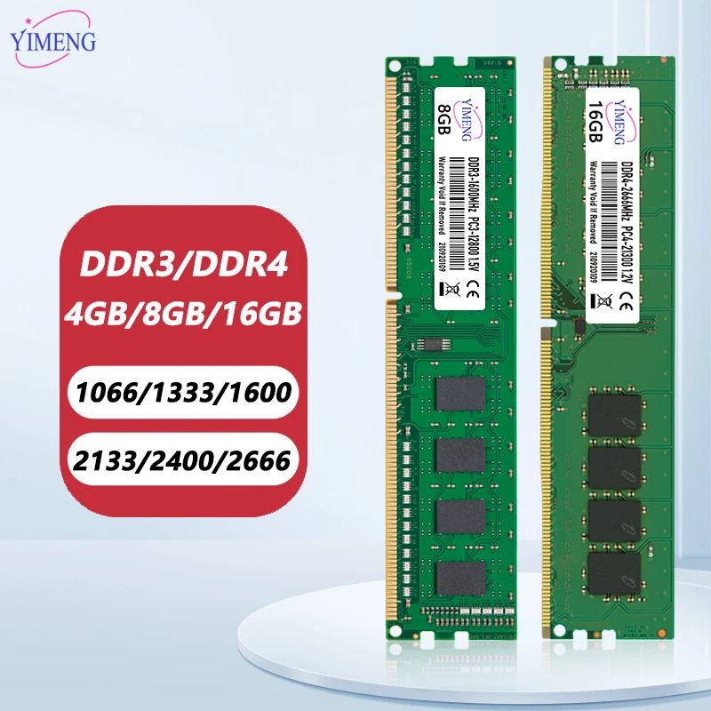 DDR3 DDR4 4GB 8GB 16GB Desktop Memory Ram PC4 1.2V 2133 2400 2666 3200Mhz PC3 1.5V 8500 10600 12800 Non-ECC DIMM Memories Ram