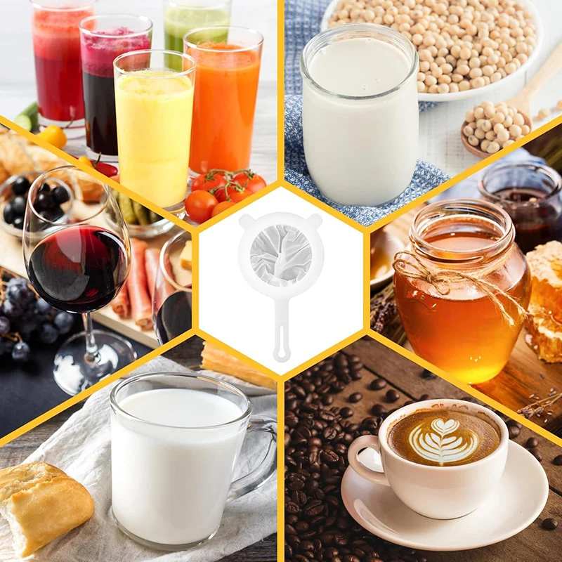 200 Mesh Kitchen Filter Fine Mesh Strainer Sieve Nylon Filter Spoon Plastic Soy Milk Juice Yogurt Food Strainer Kitchen Utensils 5