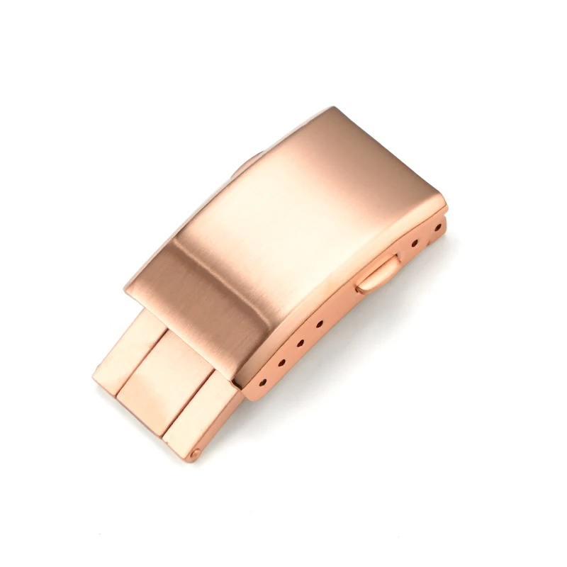 Solid 316L Gold Stainless Steel Watch Band Buckle with Double Lock Safety Clasp
