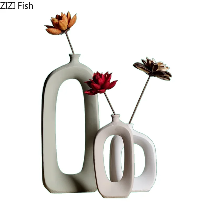 Ceramic Small Mouth Vase Flower Arrangement Dried Flower Vase Decorative Vases Ornament Decoration Crafts Home Accessories Vases 6