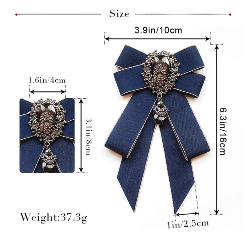 blue ribbon brooch pin for women dress Rhinestone Christmas brooch pin set  Bow Tie for men women wedding Party Bow Tie PreTied Bow Collar Brooch Pin