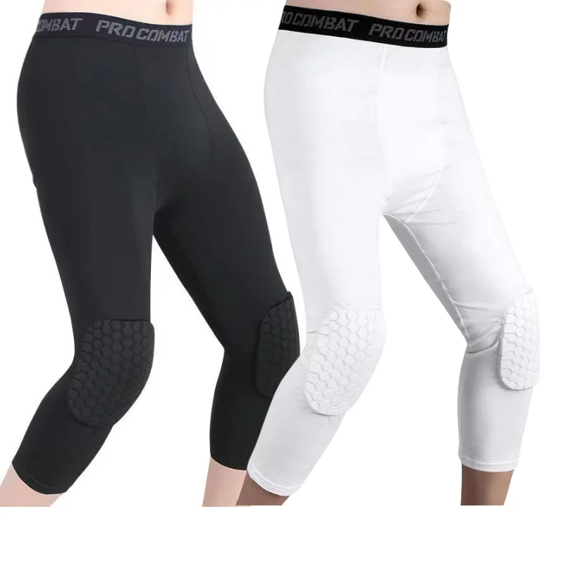 2024 new Basketball Tight Anti-collision Pants Men's Cropped Honeycomb Sports Leggings Knee Sports Protector Playing Equipment