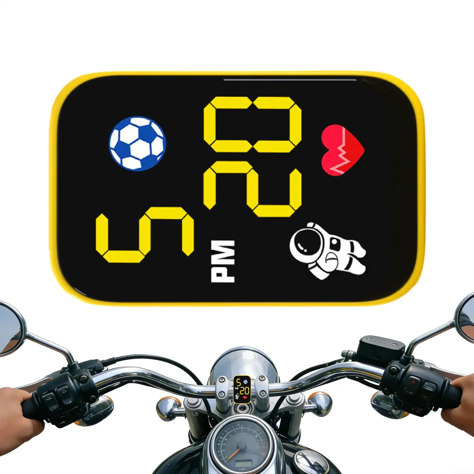 Waterproof Digital Motorcycle Clock with Illuminated Display, Dash-Mounted Timepiece