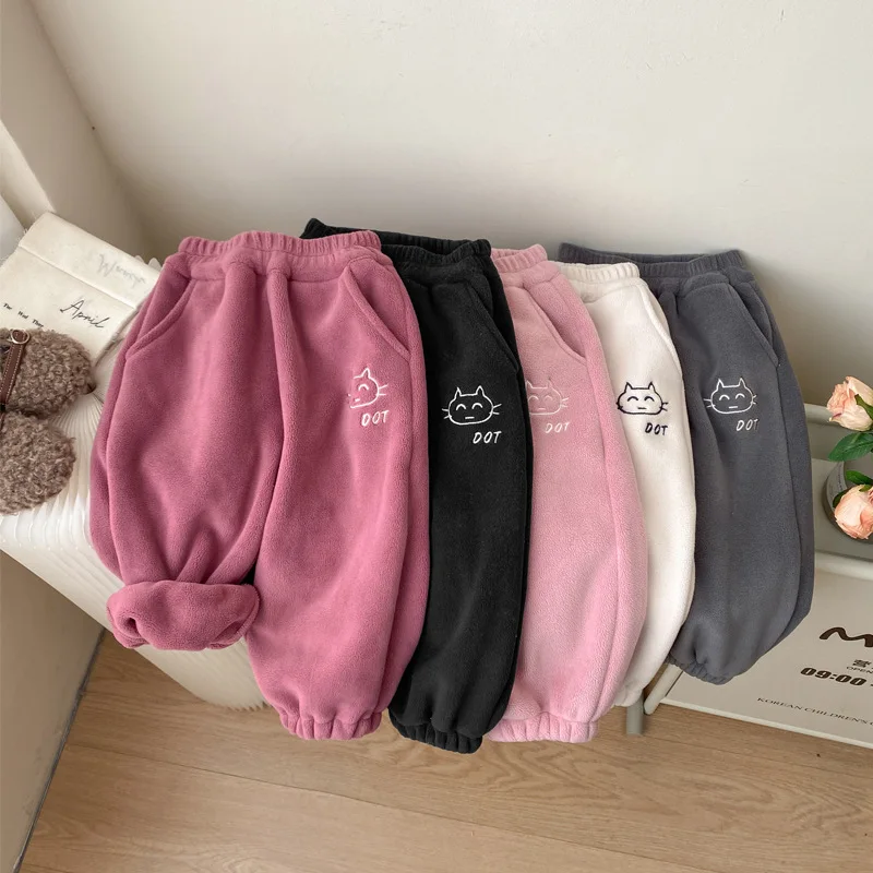 

Girls' Sweatpants, Children's Autumn and Winter Thickened One-piece Velvet Pants, Winter Clothes, Casual Sweatpants