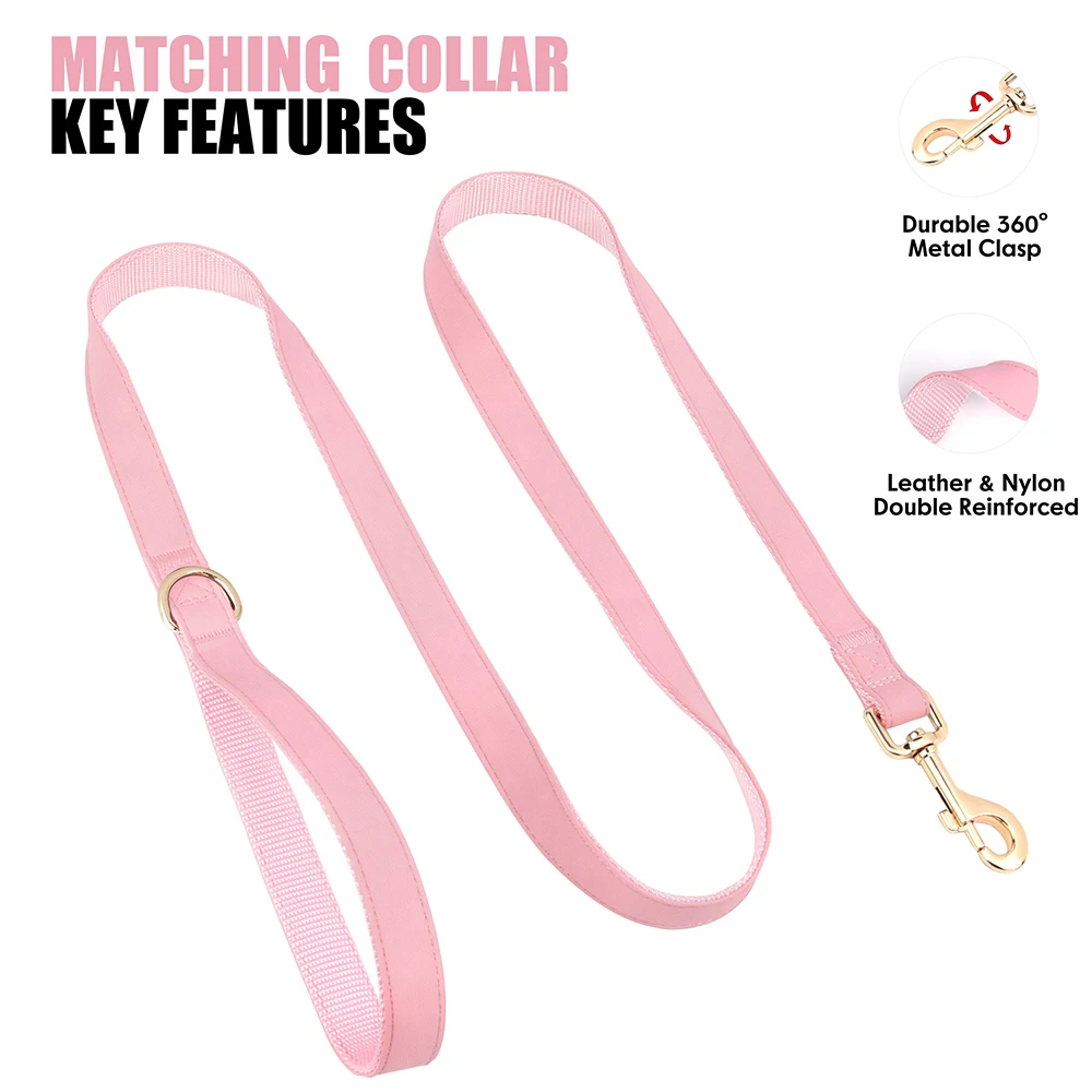 Engraved Leather Dog Collar And Leash Set For Small Medium Large Dogs_voghion.com