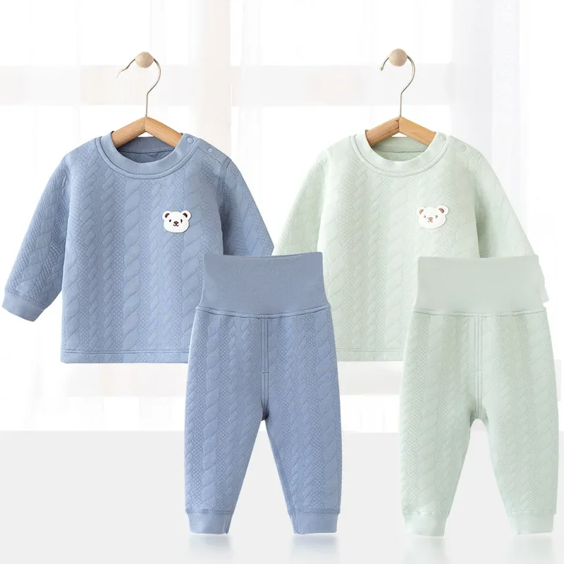 

Baby Long Johns Set Pure Cotton Baby Clothes Children's Thermal Underwear Boys' Pajamas Girls' Autumn and Winter Cotton Clip