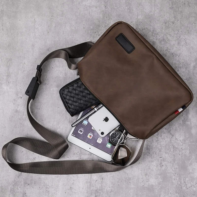 Frosted Pu Leather Crossbody Bag Men Retro Fashion Men\'s Shoulder Messenger Bag Daily Square Bag Riding Back Pack Shoulder Bags