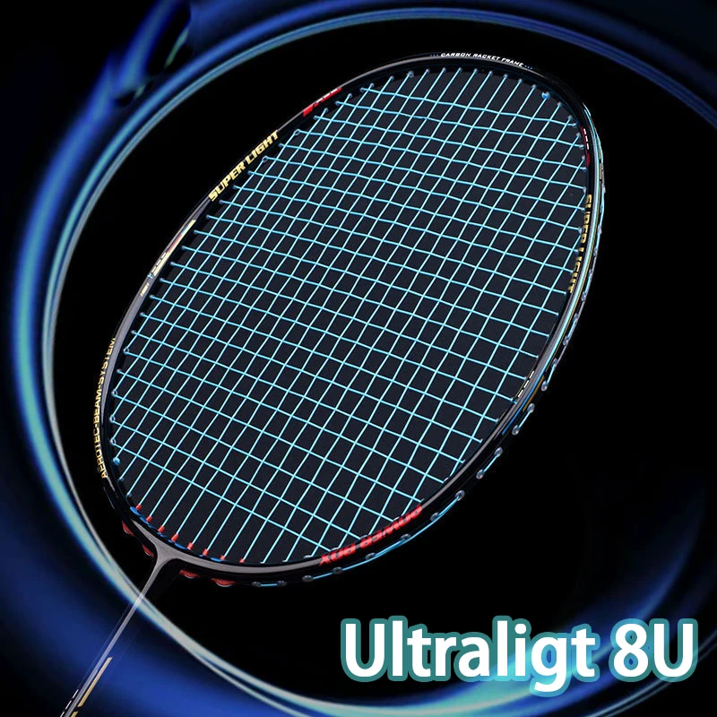 100% T700 Carbon Fiber Badminton Rackets String Grip Max Tension 30LBS 8U 65G Racquet Speed Sports Adult badminton racket