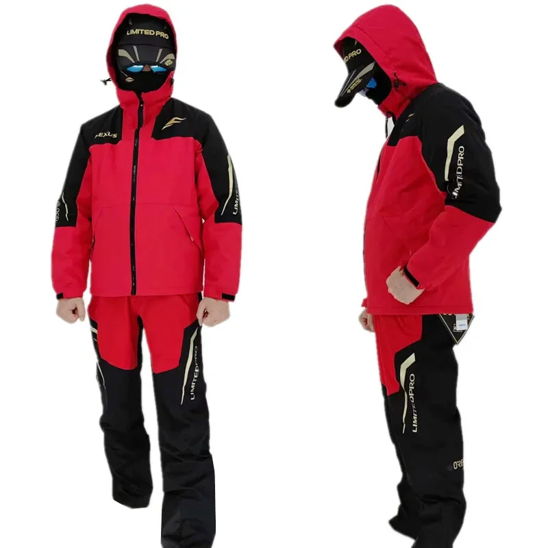 Description Picture 4 of itemNew Brand Winter Strong Waterproof Fishing Clothes Set for Men Fishing Suit Thick Fleece Warm Fishing Jacket and Overall Pants