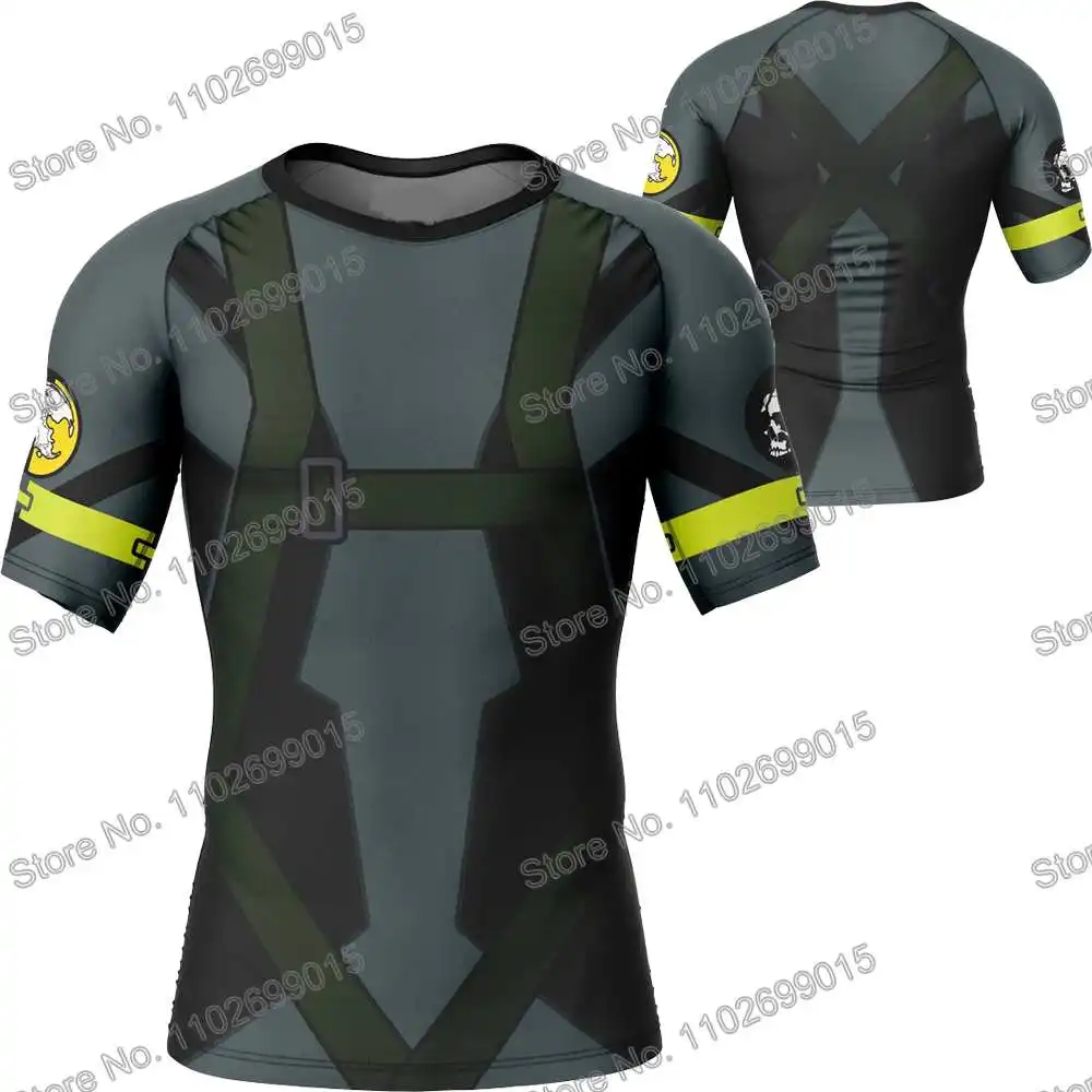 Metal Gear Solid Ground Zeroes Surfing Clothing Men Rash Guard Short Sleeve UV Protection Diving Swimwear Summer Beach Tights