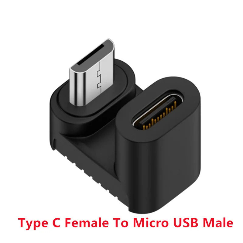 Right Angle Micro USB Male to USB-C Female Extension Adapter