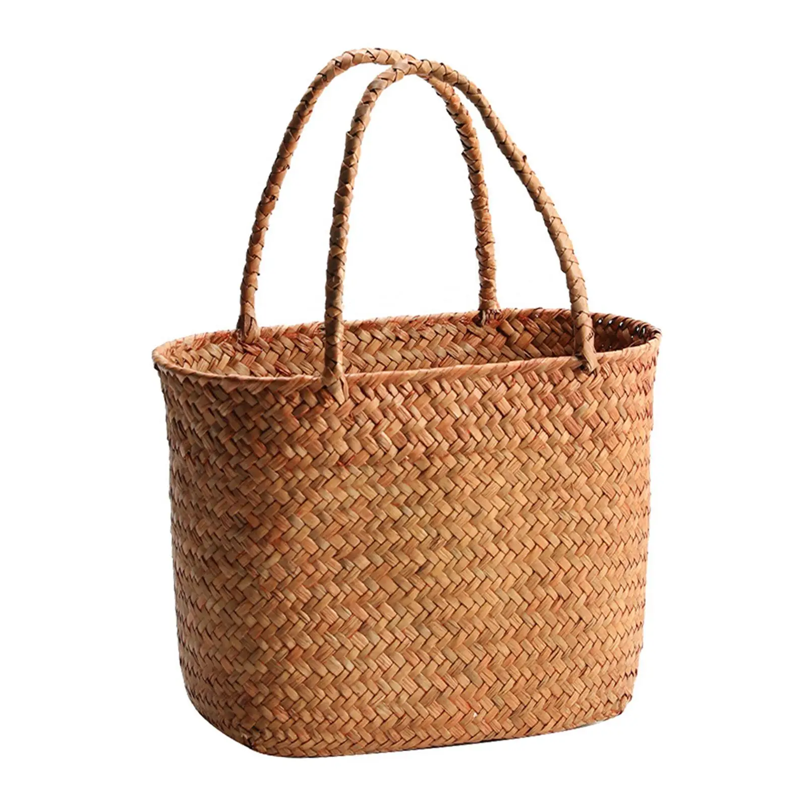 Eco-Friendly Woven Shopping and Storage Basket for Home, Kitchen, Beach, and Travel