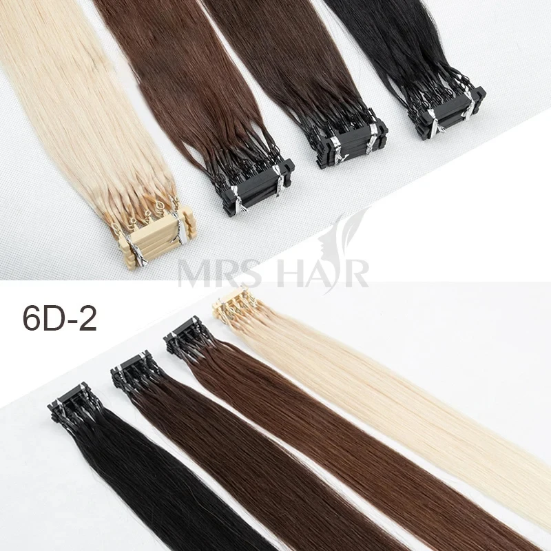 Human Hair Extensions MRS HAIR 6D Hair Extensions Human Hair Non-Remy 6D2 Extensions Micro Tiny Invisiable Metal Tips Keratin Bonds