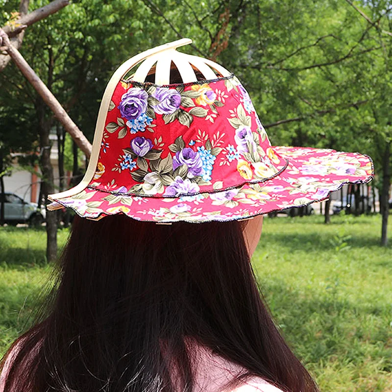 Spring And Summer Sun Shading Bamboo Fashion Foldable Multifunctional Beach Tourism Fan Hat Caps Japanese Decor_voghion.com