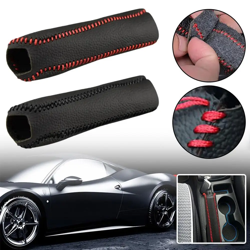 Car Handbrake Sleeve PU Leather Manual Automatic Anti-slip Car Interior Shift Accessories Protect Sleeve W9Z1