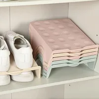 5pcs Creative Shoe Stand Set, Double Space-Saving Plastic Shoe Rack, Foldable Double-Layer Slippers Door Shoe Organizer 1