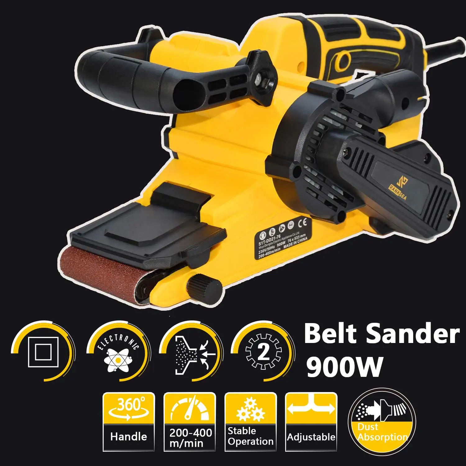 Belt Sander 200-400RPM Variable-speed Control 2 in 1 Vacuum Adapter Dust Bag For Stock Removal belt sander