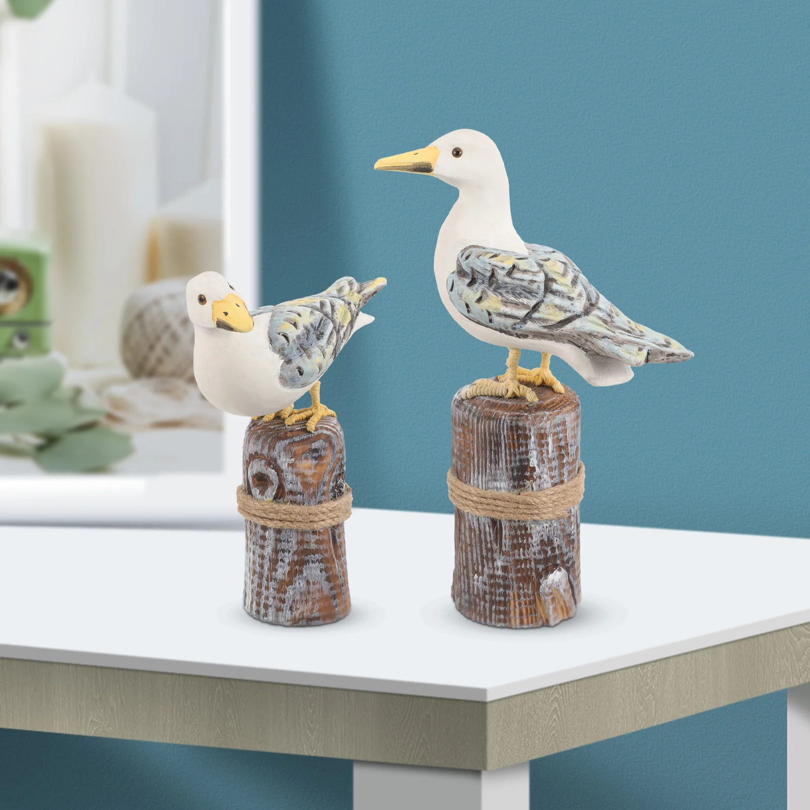 

Mediterranean Style Wood Ornaments Bedroom Figurine Beach House Decor Artistic Figurine Craft Garden Statues and Figurines