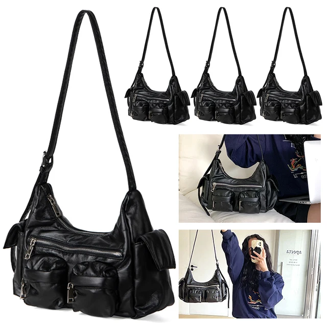 Women Retro Shoulder Bag Large Capacity Leather Tote Handbag Versatile Top Handle Bag Crossbody Hobo Bag Girl Stylish Purse