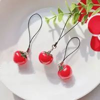 Red Strawberry Tomato Keychain Resin Fruit Charm Cute Pendant for Phone Case/Bag Ideal Birthday Gift for Women And Girls 4