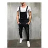 Spring Summer Men's Suspender Denim Jumpsuit Solid Color Fashion Jeans Pants Shorts 3