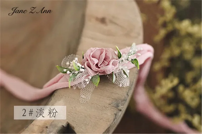 Jane Z Ann Mehrfarbiger Rosen-Kopfschmuck für Neugeborene, 100 Tage, 1 Jahr, Baby-Mädchen Fotoshooting Haarband, Blumen-Fotografie-Requisiten – Detail 6