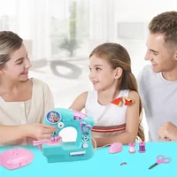 High Quality Disney Frozen Mini Electric sewing machine Handmade toy play house toys for kids best Birthday Christmas Gift 2