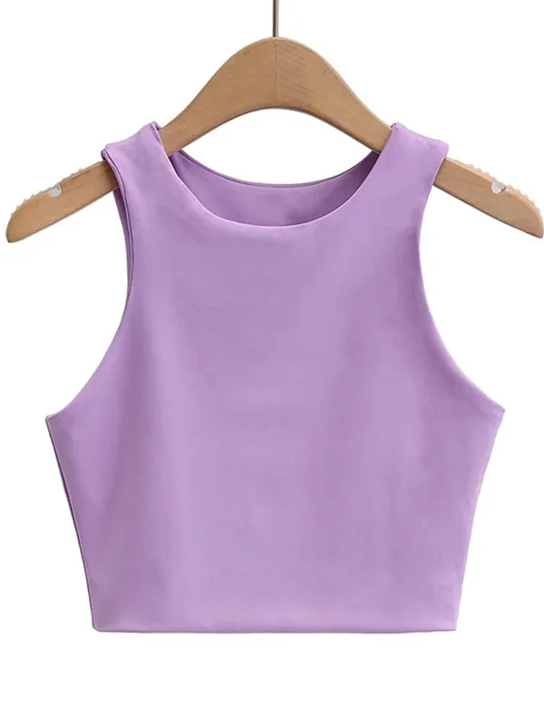 Women Sexy Slim Tops O-neck Sleeveless Dou