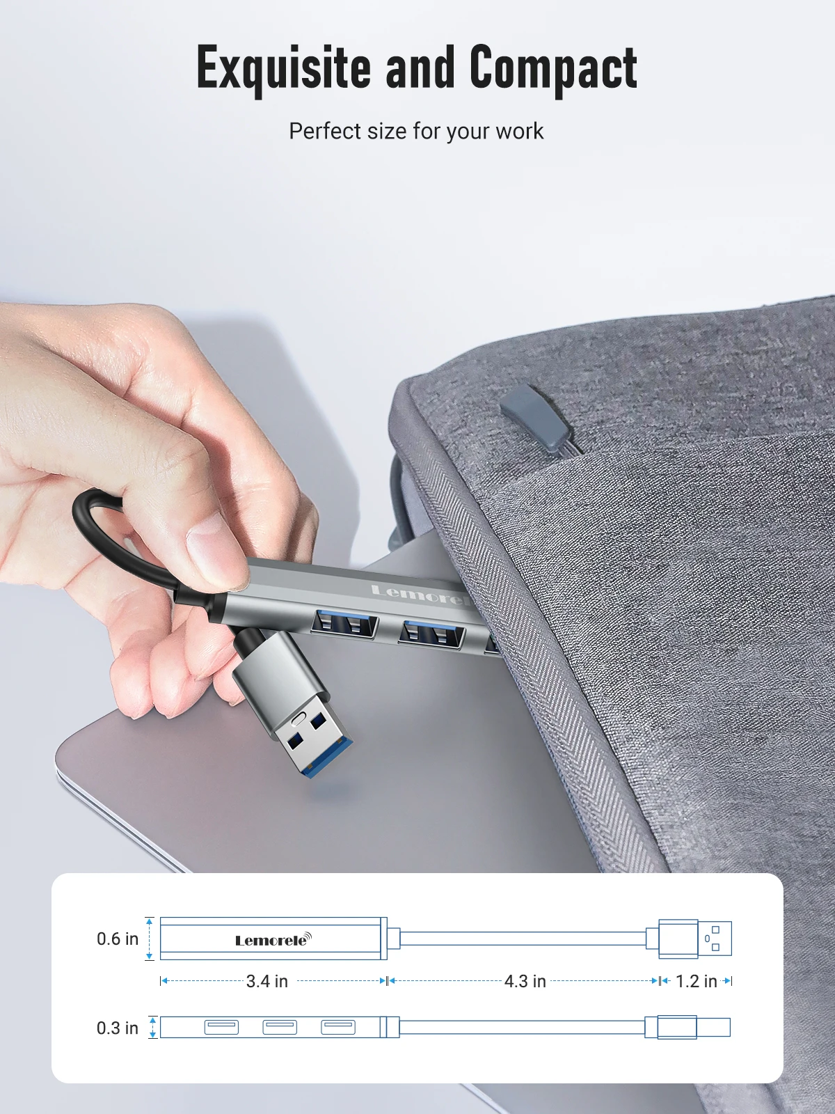 Lemorele-USB Um Hub Multi Adaptador divisor, USB