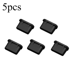Type - C Silicone Dust Plugs - USB Charging Port Protector Cover and Anti - Dust Cap (5pcs Black)