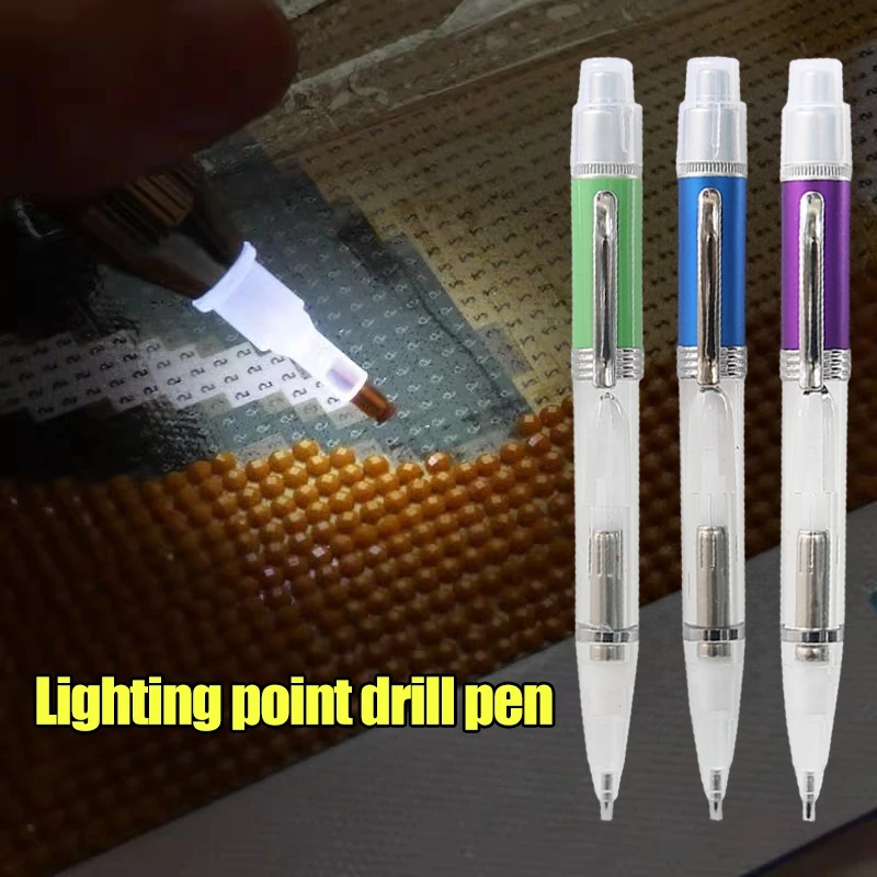 Metal Luminous Point Diamond Pen Dot Diamond Pen Tool Colorful DIY Handmade Painting Dot Drill LED Lighting
