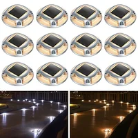 Solar Outdoor Driveway Lights 12 Pack Deck Dock Waterproof Markers Step Garden Patio 2 Color Modes LED Beads Rustproof Aluminum 1