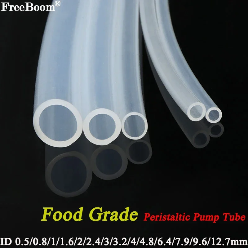 

1M Peristaltic Pump Tube ID 0.8 1 1.6 2.4 3.2 4.8 6.4 7.9 9.6 12.7mm Soft Silicone Hose Flexible Food Grade Nontoxic Transparent