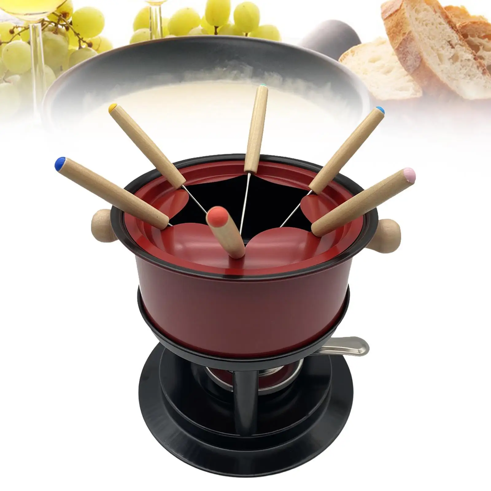 Fondue Maker Pot Multifunction Stable Cheese Fondue Set Thickened Cheese Pot for Household Kitchen Holiday Dessert Party