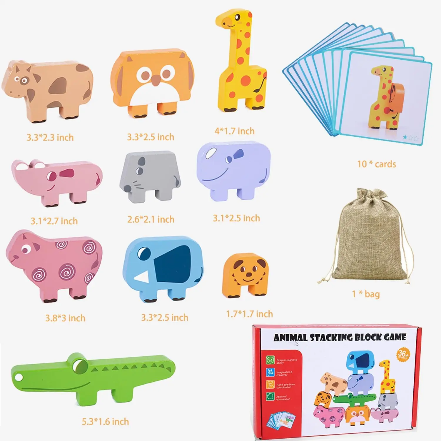 Animal Stacking High Wooden Children's Early Education Educational Parent-child Game Stacking Joy Balance Building Block Toys