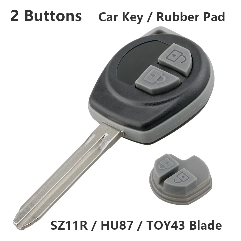 2 Buttons Replacement Remote Cover Car Key Fob Case Shell With SZ11R / HU87 / TOY43 Blade Fit for SUZUKI / AGILA/IGNIS ALTO SX4 1pcs 5pcs modified flip folding remote key case shell for suzuki sx4 swift 2 buttons with rubber pad with sticker