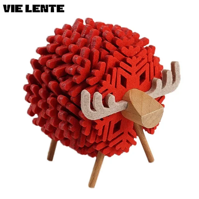Elk Shape Drink Coasters Cup Pads Insulated Round Felt Cup Mats Creative Home Office Table Decoration Art Crafts Christmas Gift
