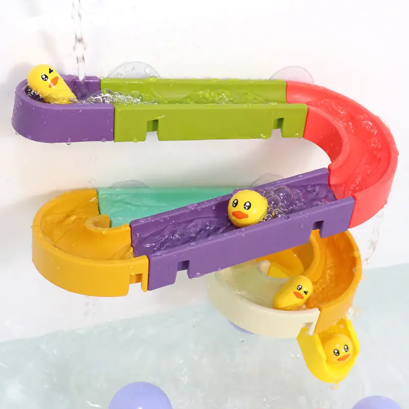 Baby DIY Assembling Track Slide Suction Cup Toys Bath Tub Toys Baby Bathroom Bathtub Shower Toy Set Duck Water Toys for Children 3