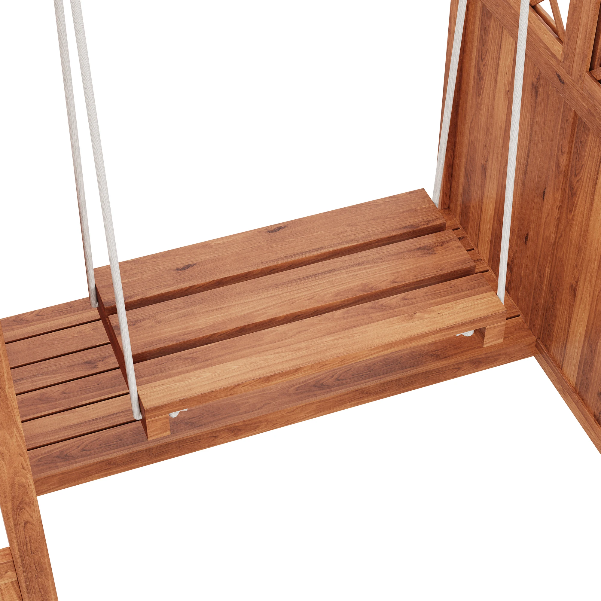 Hängender Blumentopf für den Außenbereich mit Rankgitter und Polycarbonat-Sonnenschutz. Braunes Massivholz, ideal für Garten, Hof und Terrasse. – Detail 16