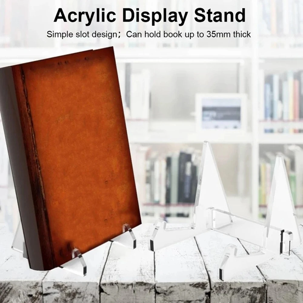 Acrylic Tablet Holder Book Recipe Book Shelf Magazine Holder Triangular Detachable Book Picture Frame CD Display Rack 6