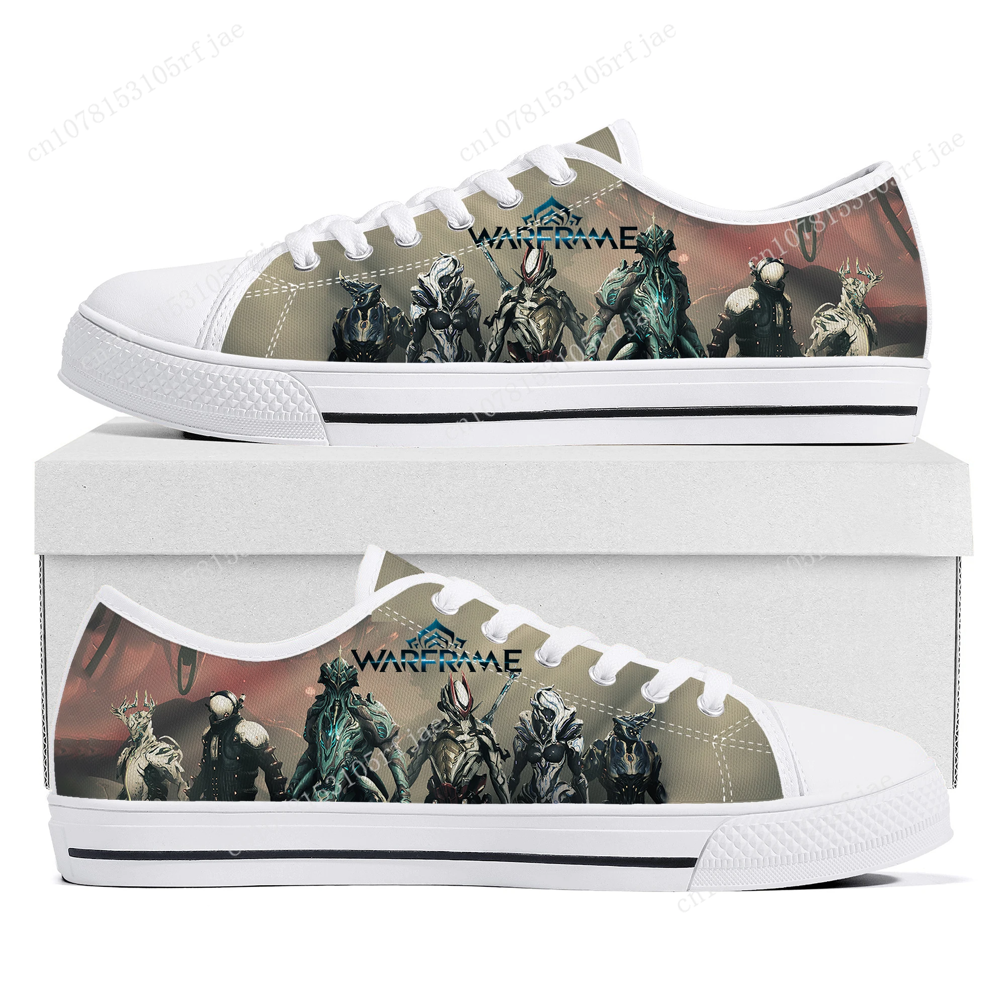 Hot Cartoon Game Warframe Low Top Sneakers Womens Mens Teenager High Quality Canvas Sneaker Couple Fashion Custom Built Shoes