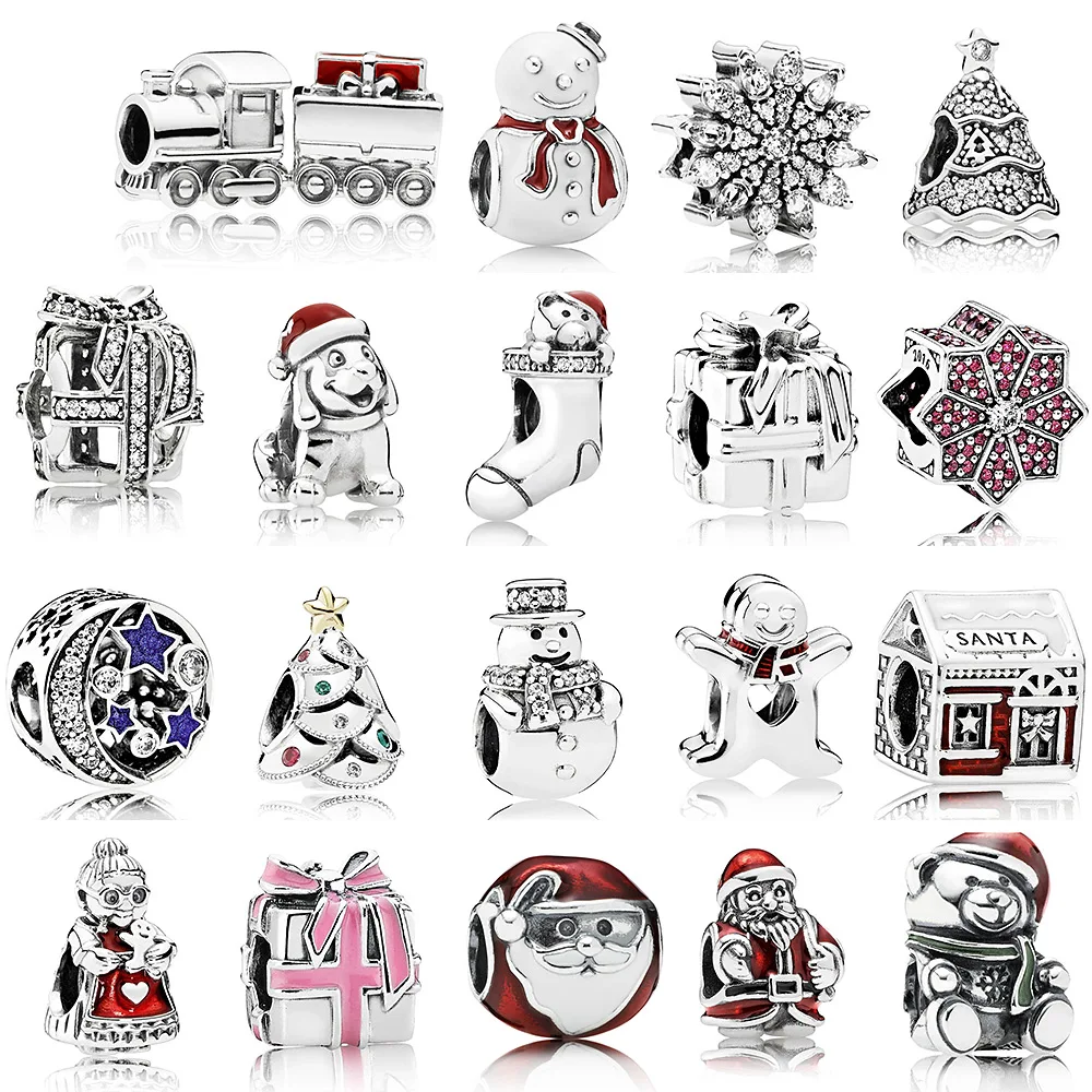 

Silver 925 Santa Claus Snowman Christmas themed charm Beads gift suitable for women original bracelet necklace jewelry